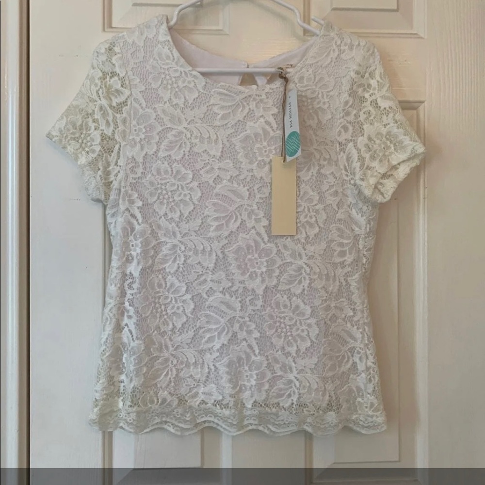 NWT Moon & Sky Melbourne lace off white top  small